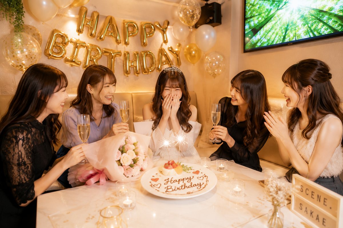誕生日サプライズを祝うパーティー